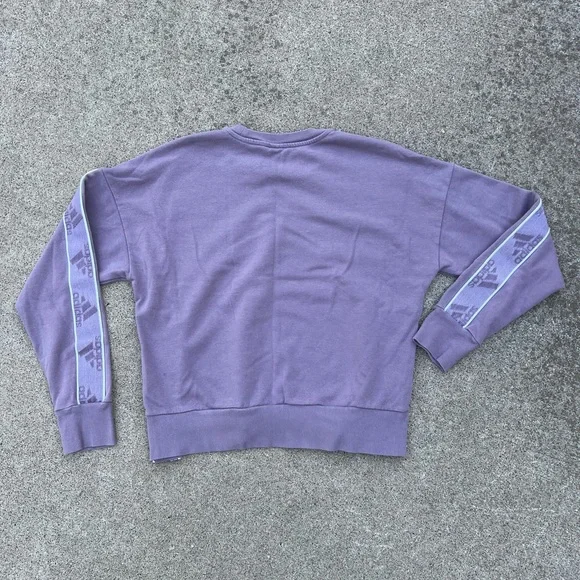 Adidas Sweater Women Size Small Purple Pullover Crewneck Sweatshirt Side Slit - Picture 8 of 8